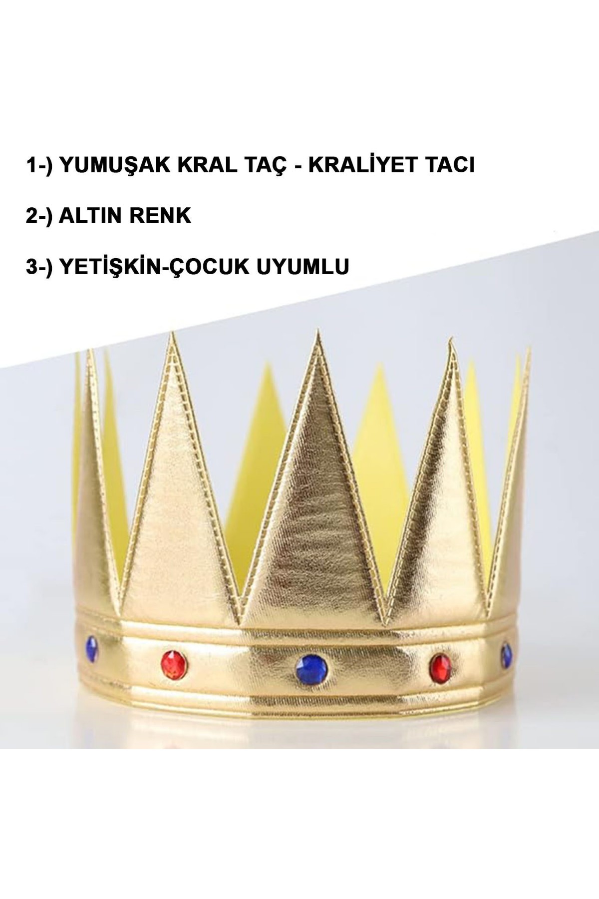 Altın Renk Eva Yumuşak Kral Kraliyet Tacı Yetişkin Çocuk Uyumlu 55 cm (Lisinya)
