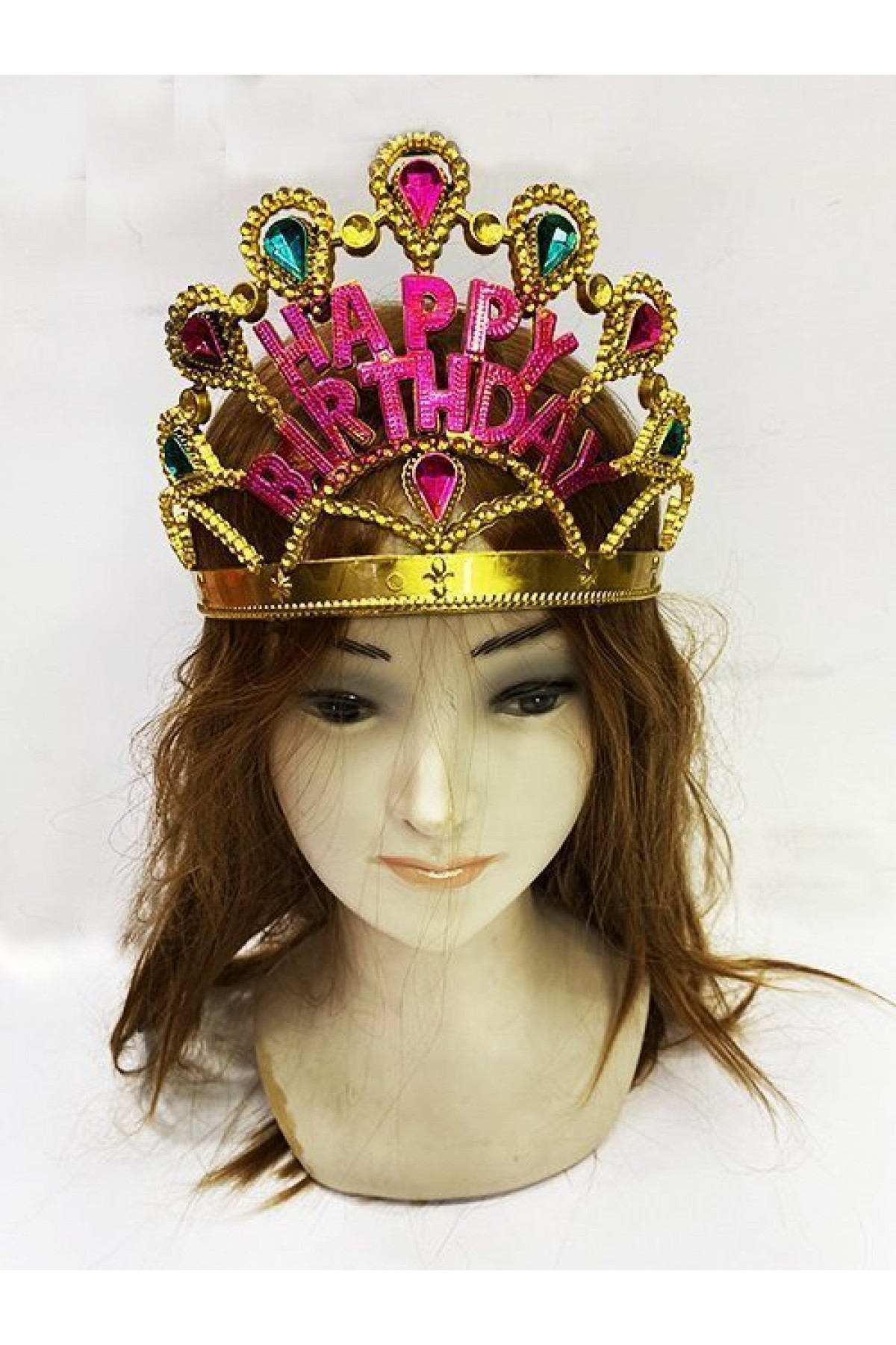 Altın Renk Happy Birthday Yazılı Doğum Günü Tacı 60 cm (Lisinya)