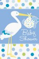 Baby Boy Stork Temalı Mavi Renk Baby Shower Davetiye 8 Adet (Lisinya)