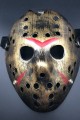 Bakır Renk Kırmızı Çizgili Tam Yüz Hokey Jason Maskesi Hannibal Maskesi (Lisinya)