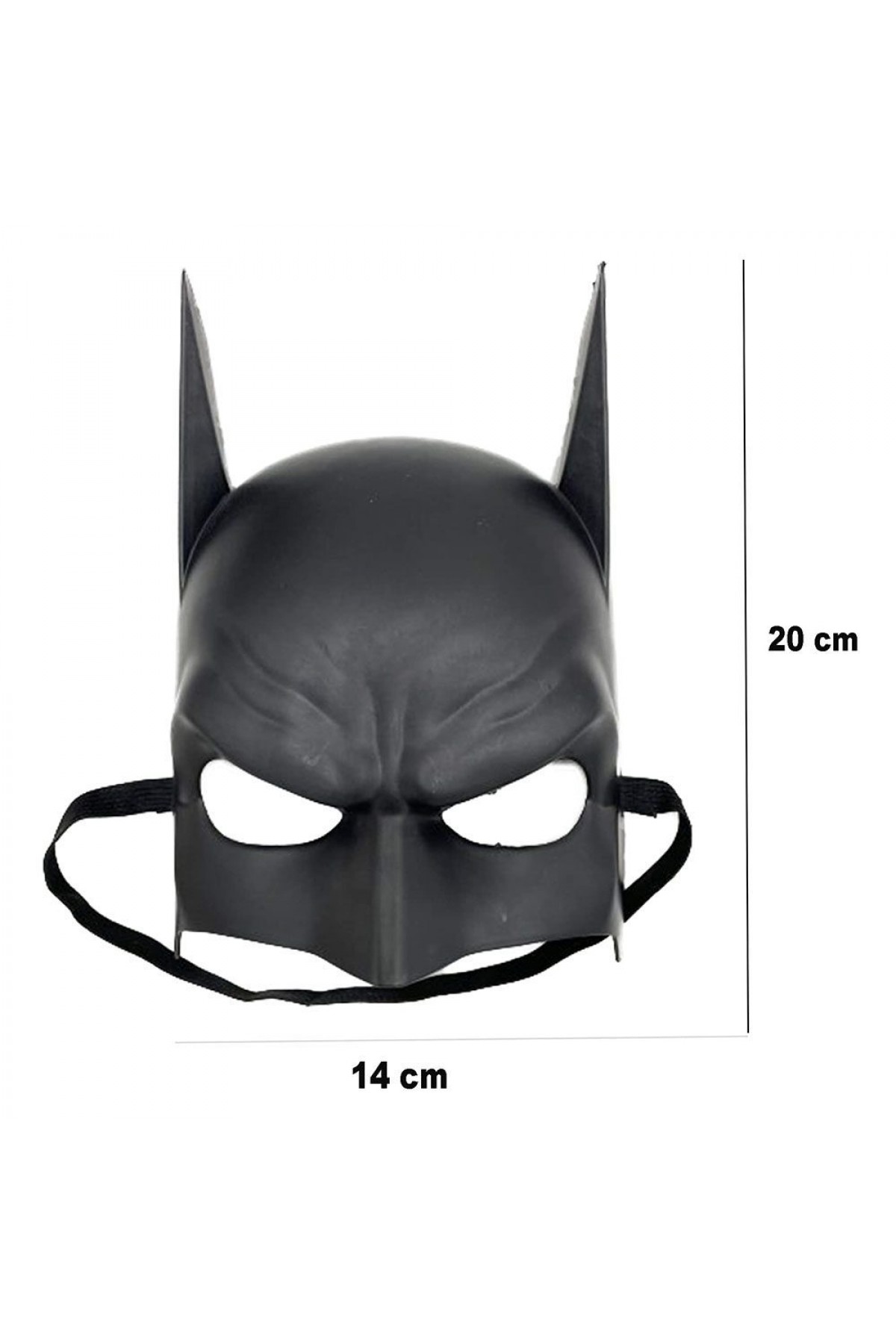 Siyah Renk Çocuk Boy Arkadan Lastikli Batman Maskesi A Kalite  20x14 cm (Lisinya)
