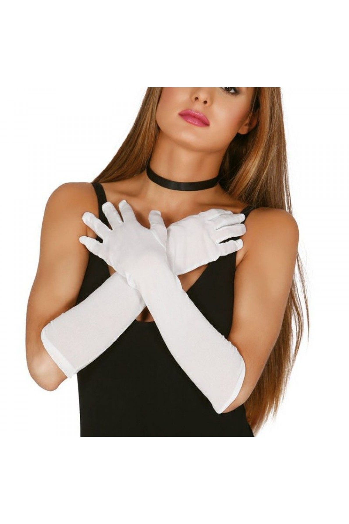 Beyaz Renk Dirseğe Kadar Uzun Kumaş Eldiven 40 cm Beyaz Renk Dirseğe Kadar Uzun Kumaş Eldiven 40 cm (Lisinya)