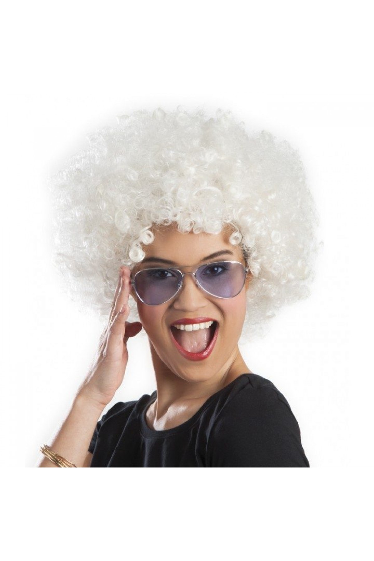 Beyaz Renk Kıvırcık Afro Bonus Peruk Beyaz Renk Kıvırcık Afro Bonus Peruk (Lisinya)