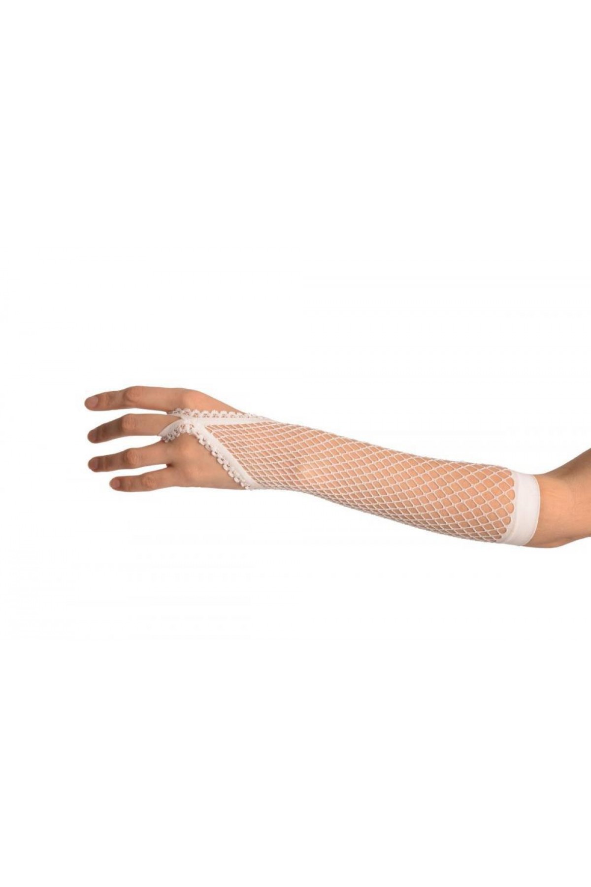 Beyaz Renk Parmak Arası File Örgü Eldiven 26 cm Beyaz Renk Parmak Arası File Örgü Eldiven 26 cm (Lisinya)