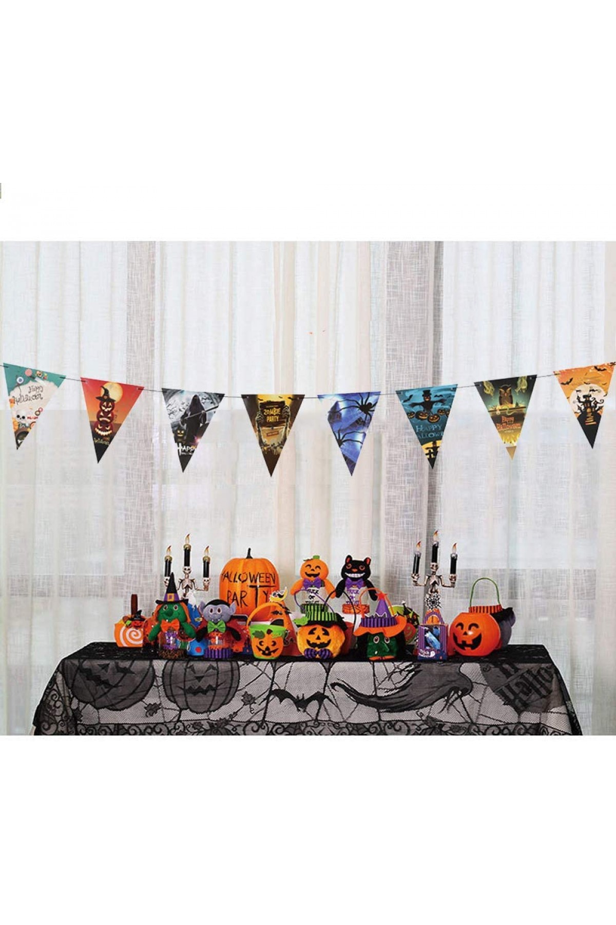 Cadılar Bayramı Halloween Flama Bayrak Banner Süs 8 li 3 Metre (Lisinya)