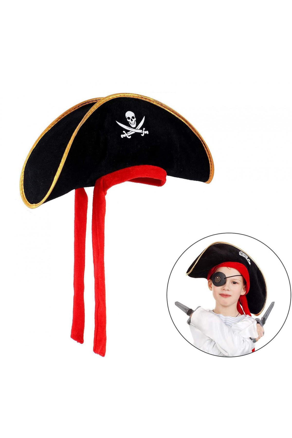 Çocuk Boy Kadife Jack Sparrow Denizci Kaptan Jack Korsan Şapkası 45x16 cm Çocuk Boy Kadife Jack Sparrow Denizci Kaptan Jack Korsan Şapkası 45x16 cm (Lisinya)