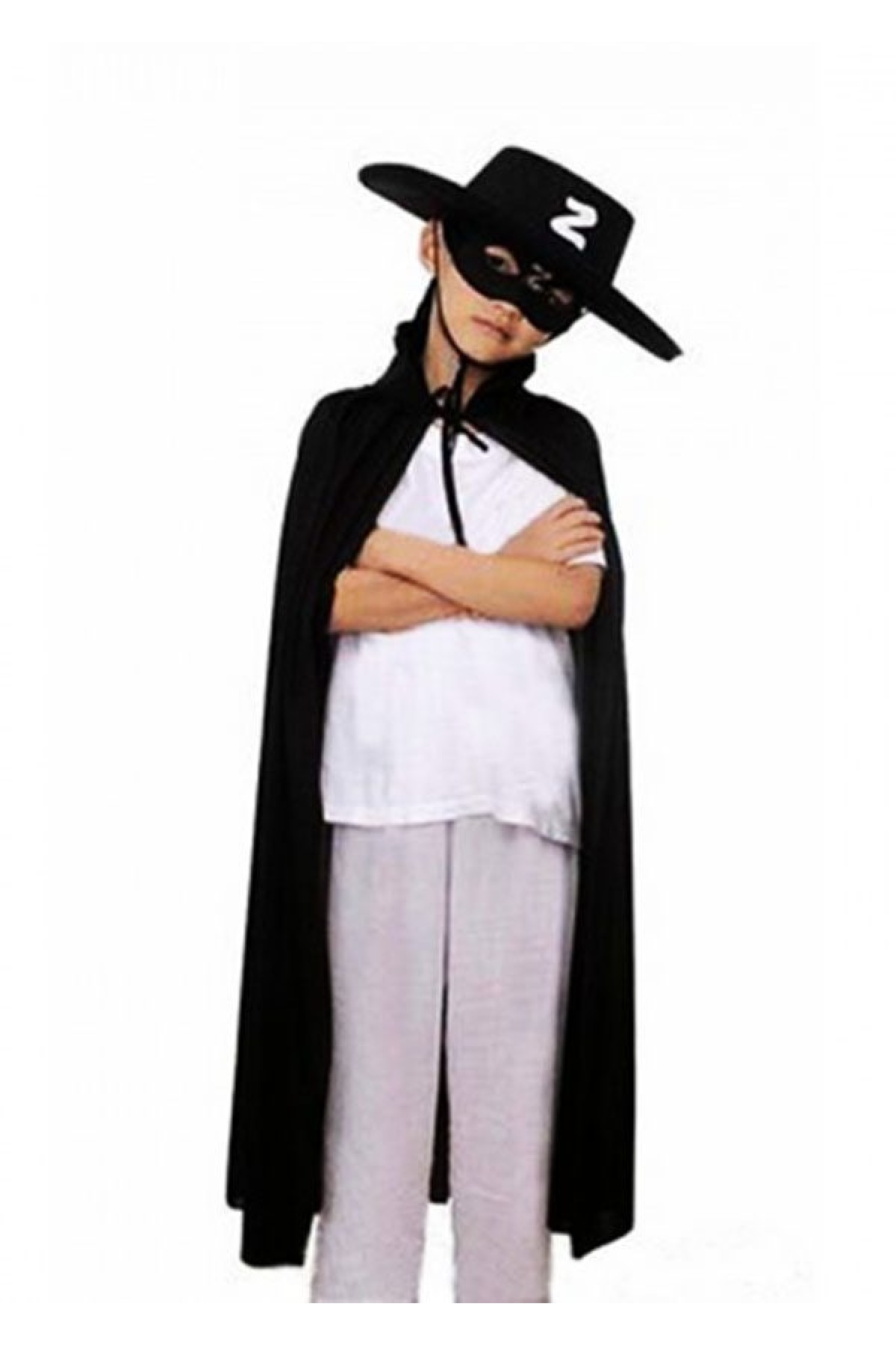 Çocuk Boy Zorro Pelerin + Şapka + Maske Kostüm Seti Çocuk Boy Zorro Pelerin + Şapka + Maske Kostüm Seti (Lisinya)