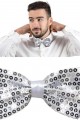 Gece Işıltısı Gümüş Payetli Pullu Papyon 7x2 cm Gece Işıltısı Gümüş Payetli Pullu Papyon 7x2 cm