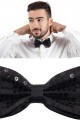 Gece Işıltısı Siyah Payetli Pullu Papyon 7x2 cm Gece Işıltısı Siyah Payetli Pullu Papyon 7x2 cm