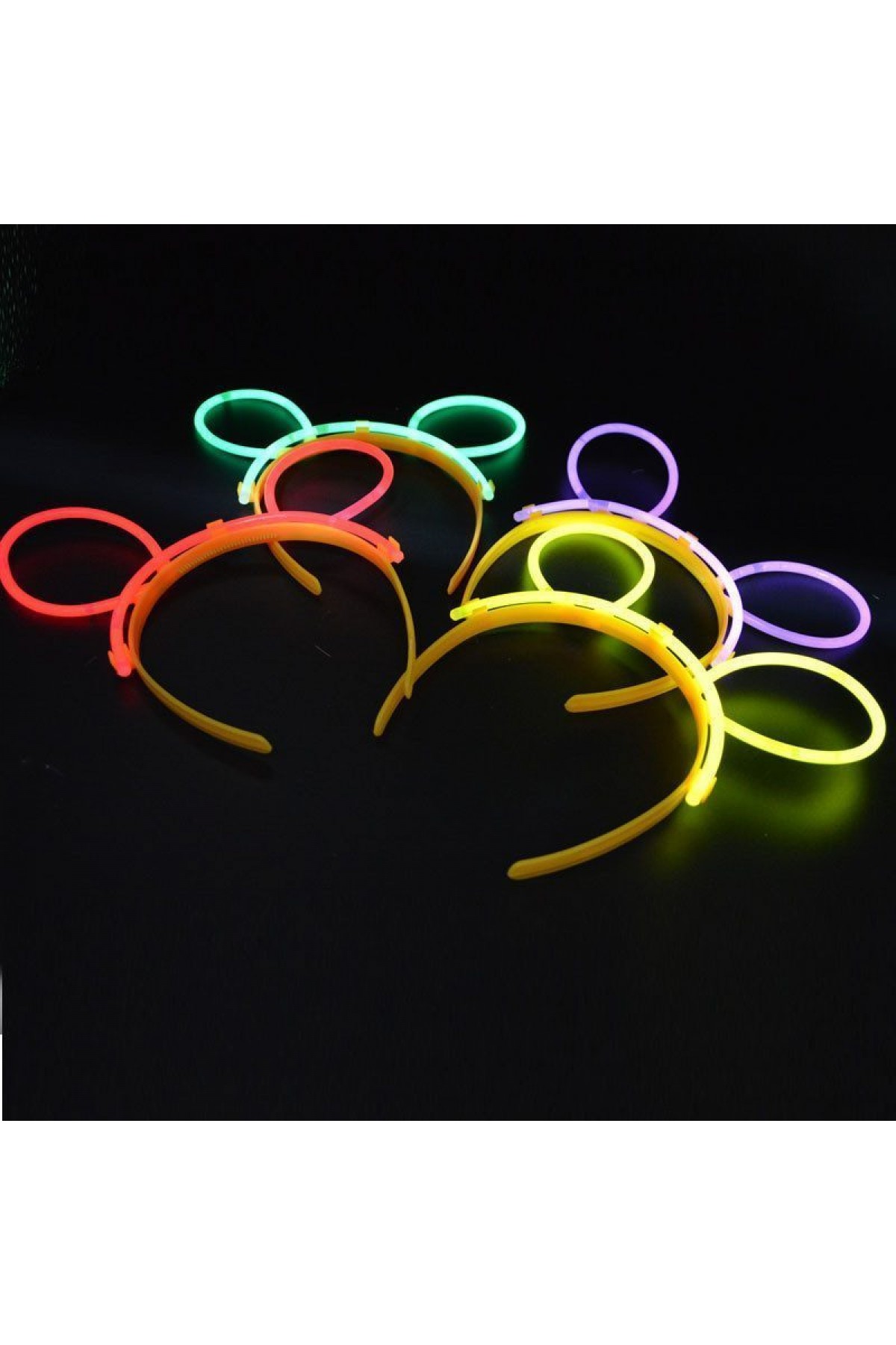 Glow Taç Fosforlu Taç Karışık Renk 12 Adet (Lisinya)