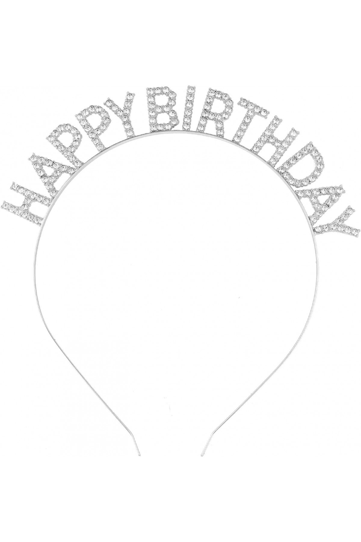 Gümüş Kristal Taşlı Happy Birthday Doğum Günü Tacı İthal Ürün A Kalite 17x16 cm (Lisinya)