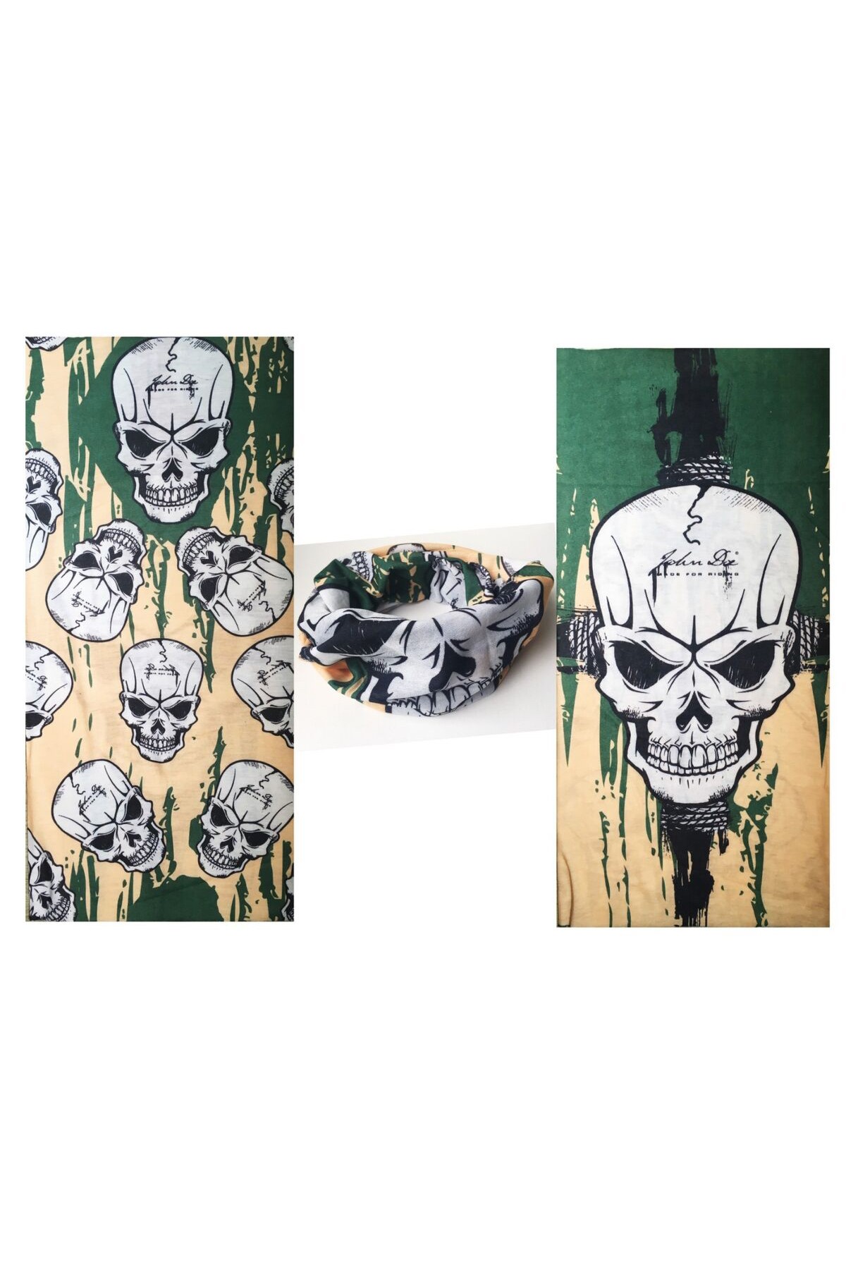 Haki Yeşil Renk Üzeri Likralı Kuru Kafa Kafatası Baskılı Baf Buff Bandana 25x48 cm Haki Yeşil Renk Üzeri Likralı Kuru Kafa Kafatası Baskılı Baf Buff Bandana 25x48 cm