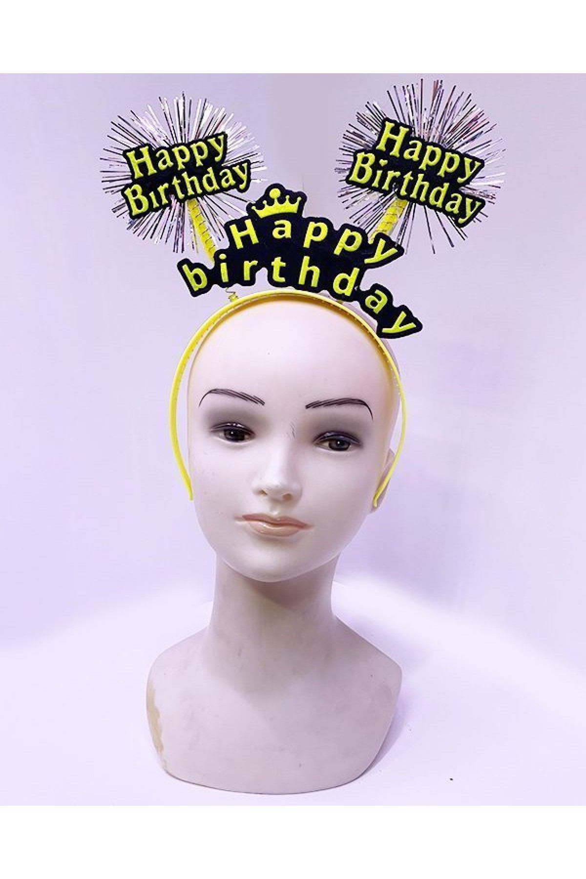 Happy Birthday Püsküllü Neon Sarı Renk Doğum Günü Tacı 22x19 cm Happy Birthday Püsküllü Neon Sarı Renk Doğum Günü Tacı 22x19 cm (Lisinya)
