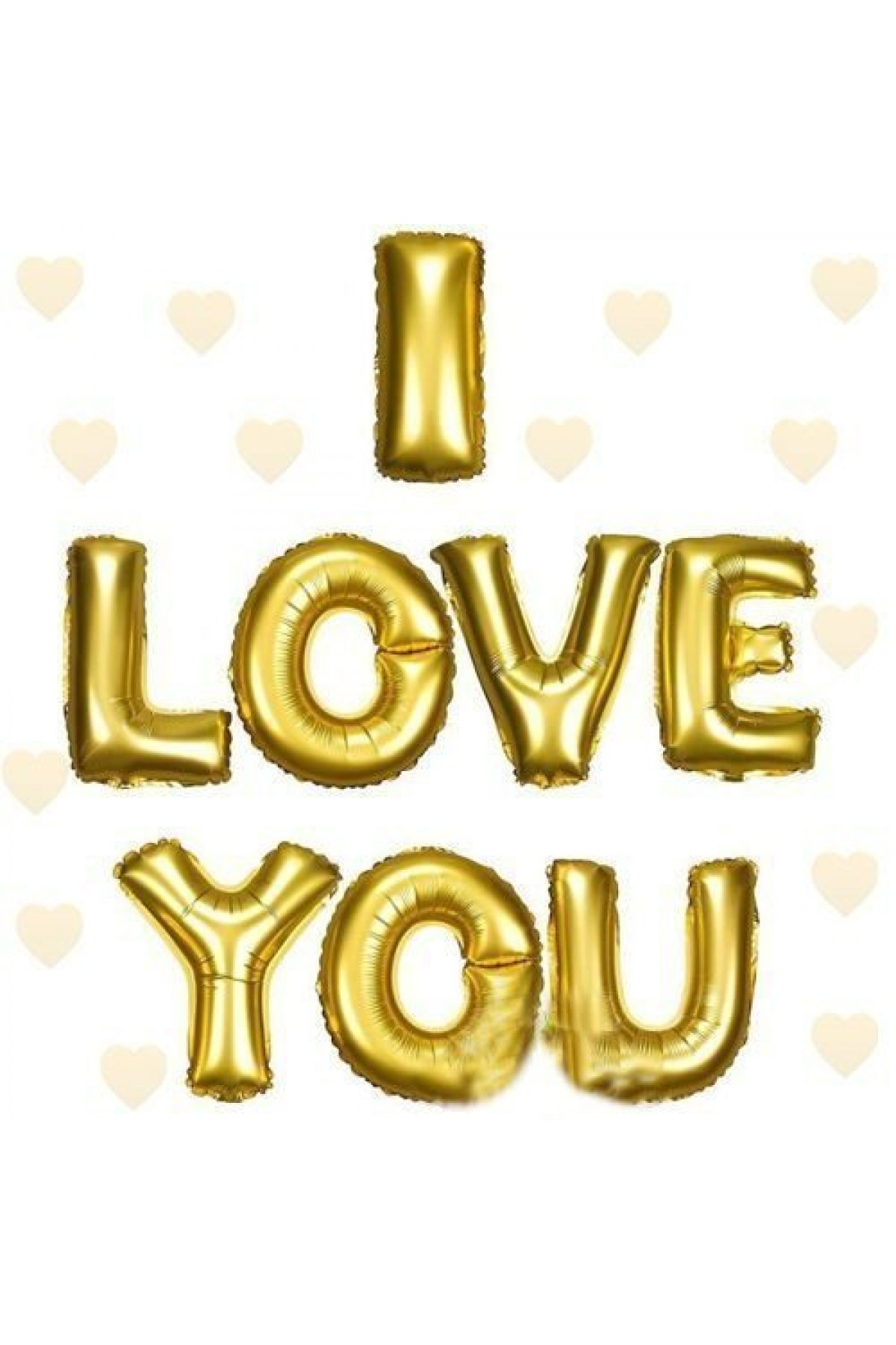 I Love You Folyo Balon Altın Renk 35 CM (Lisinya)