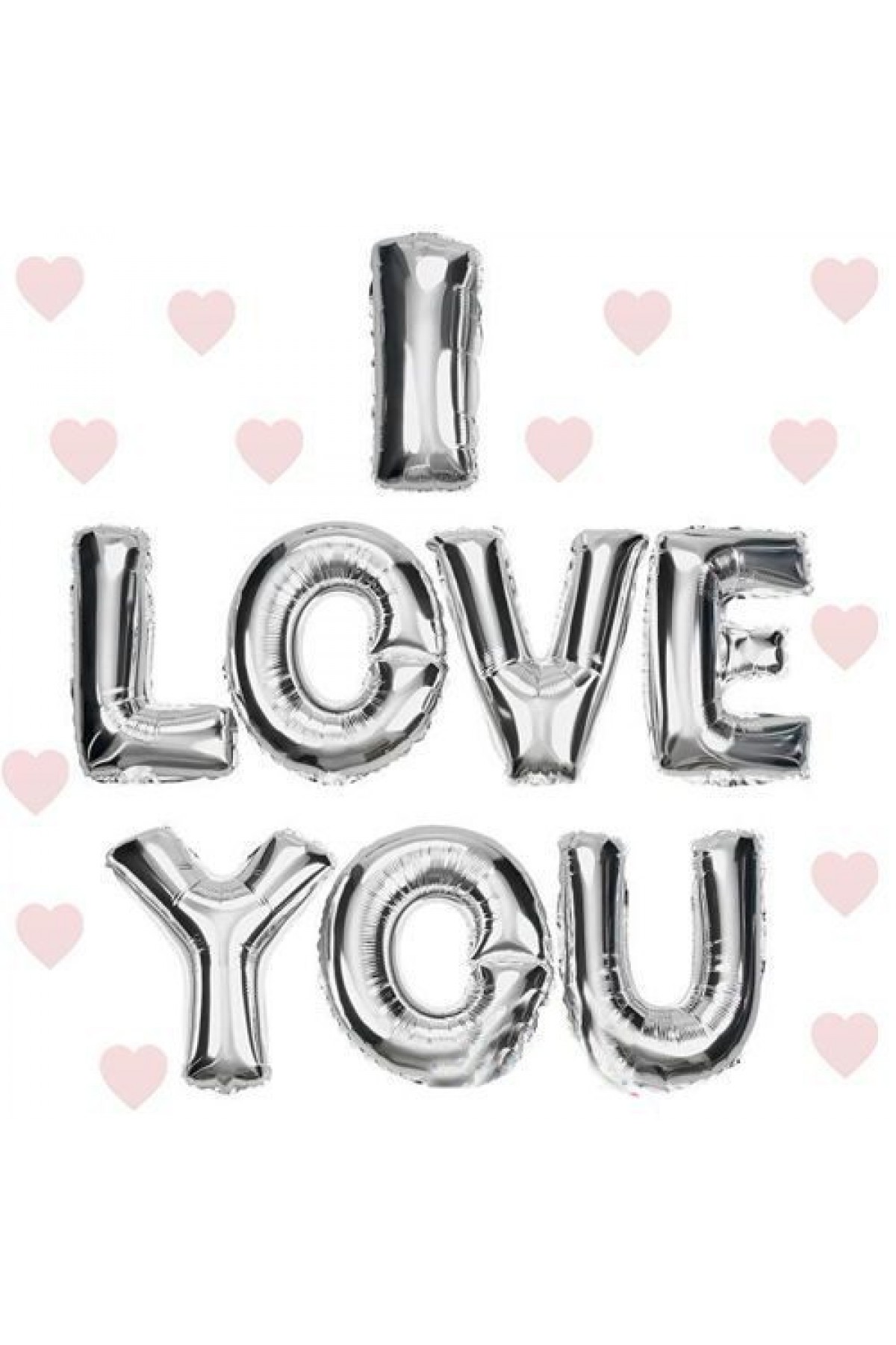 I Love You Folyo Balon Gümüş Renk 35 CM (Lisinya)