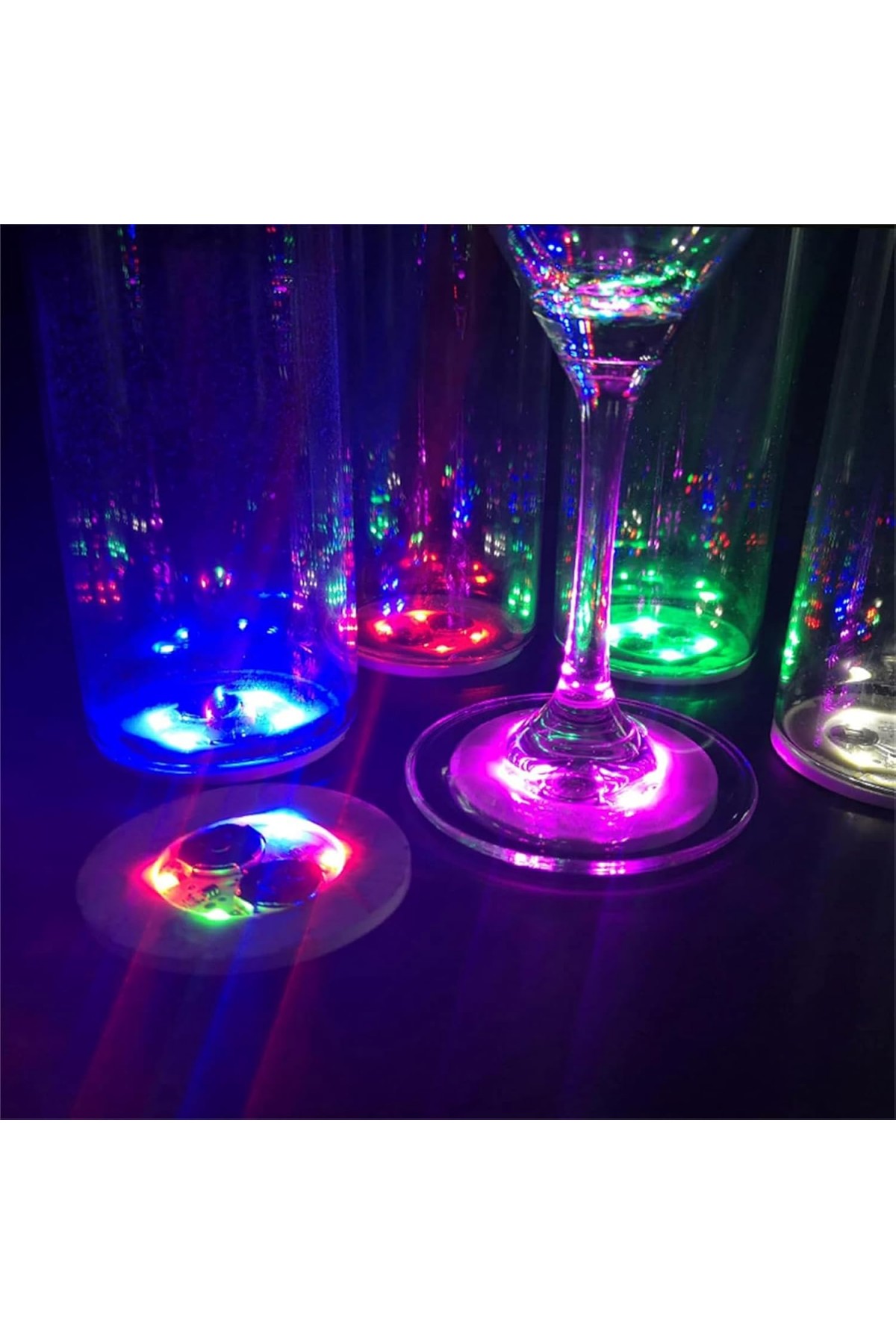 Işıklı Yapışkanlı Bardak Altı Aparatı Ledli 3 Fonksiyonlu 6 cm Çap