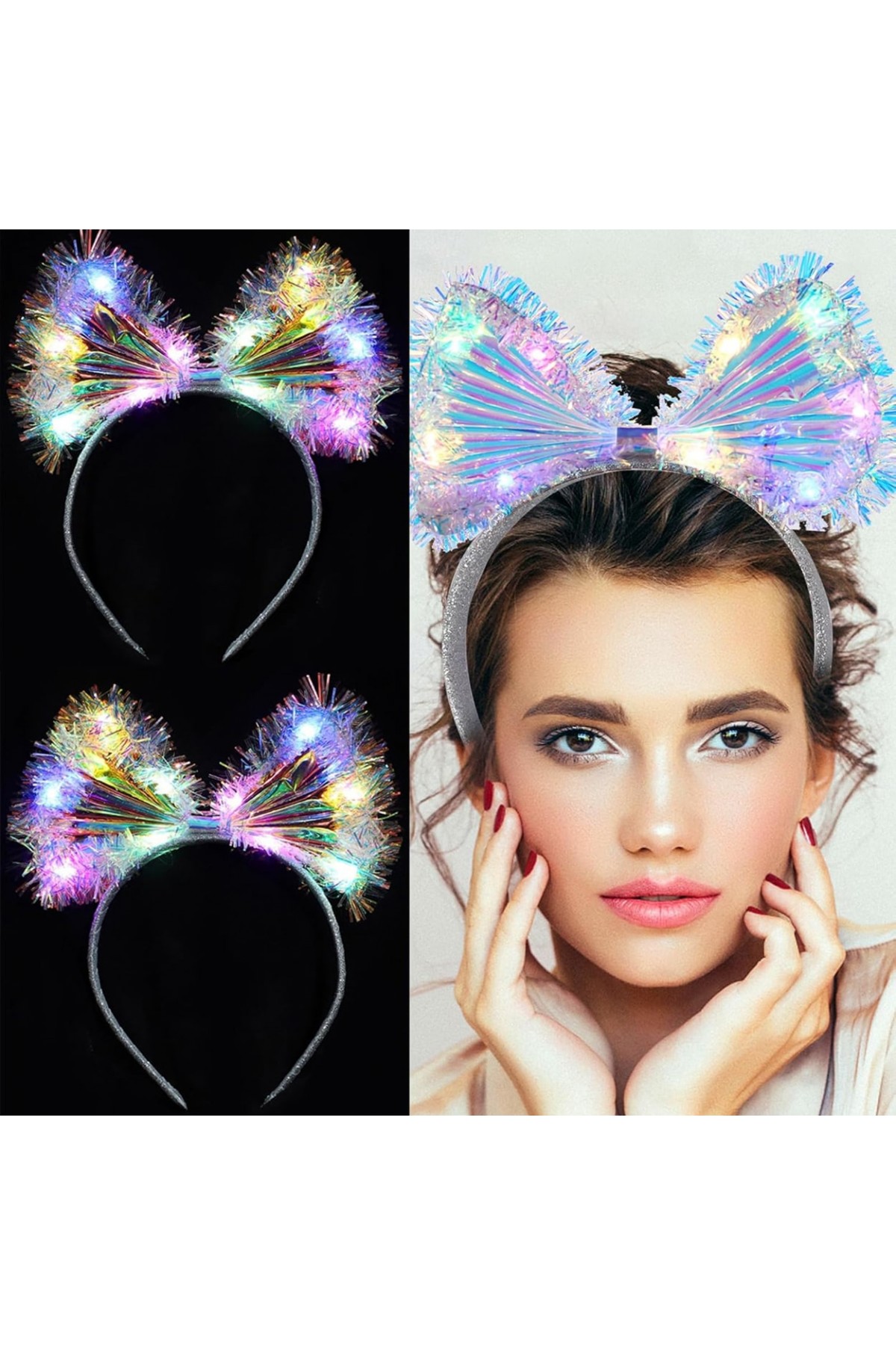 Işıltılı Fiber Fiyonk Gece Tacı Işıklı Ledli Eğlence Tacı 1 Adet 20x21 cm Işıltılı Fiber Fiyonk Gece Tacı Işıklı Ledli Eğlence Tacı 1 Adet 20x21 cm