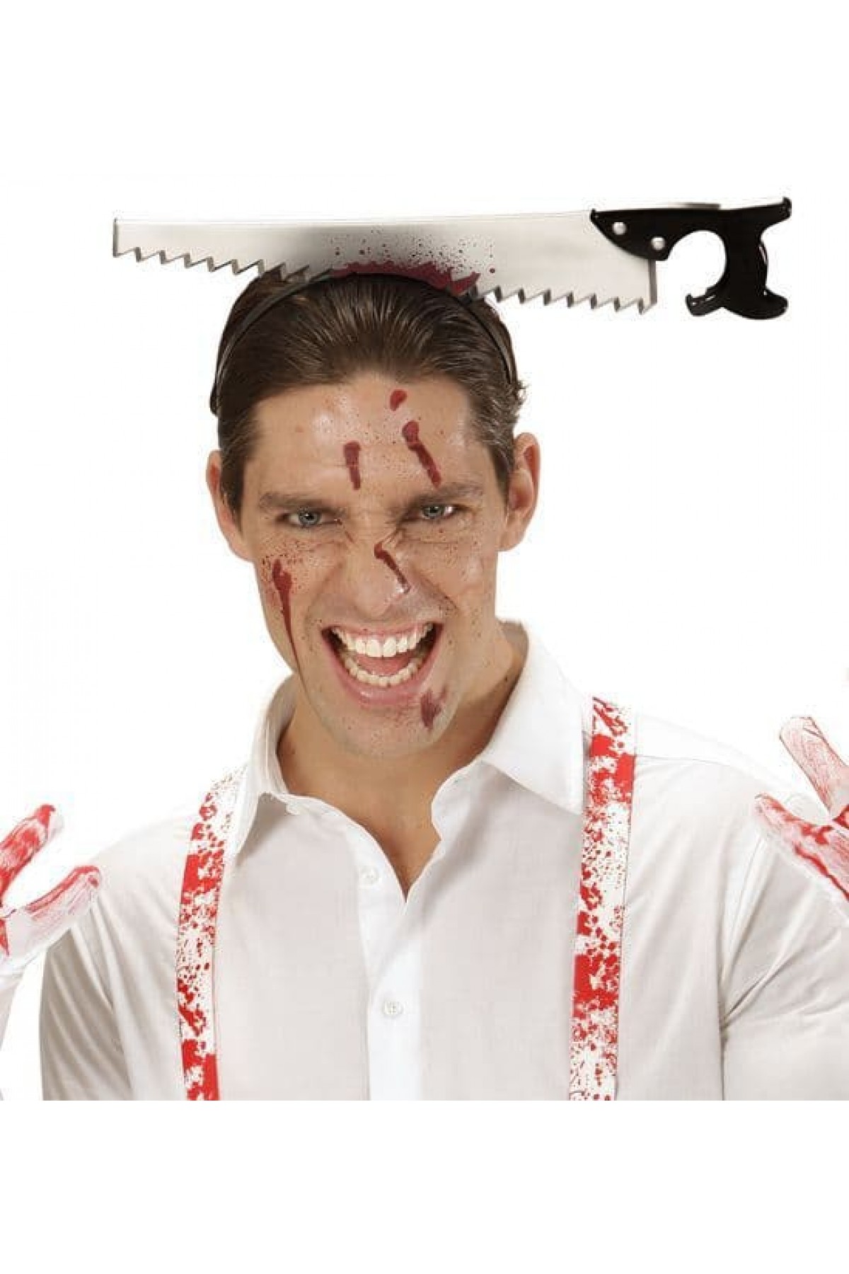 Kafaya Saplanmış Halloween Kanlı Testere Şaka Tacı  (Lisinya)
