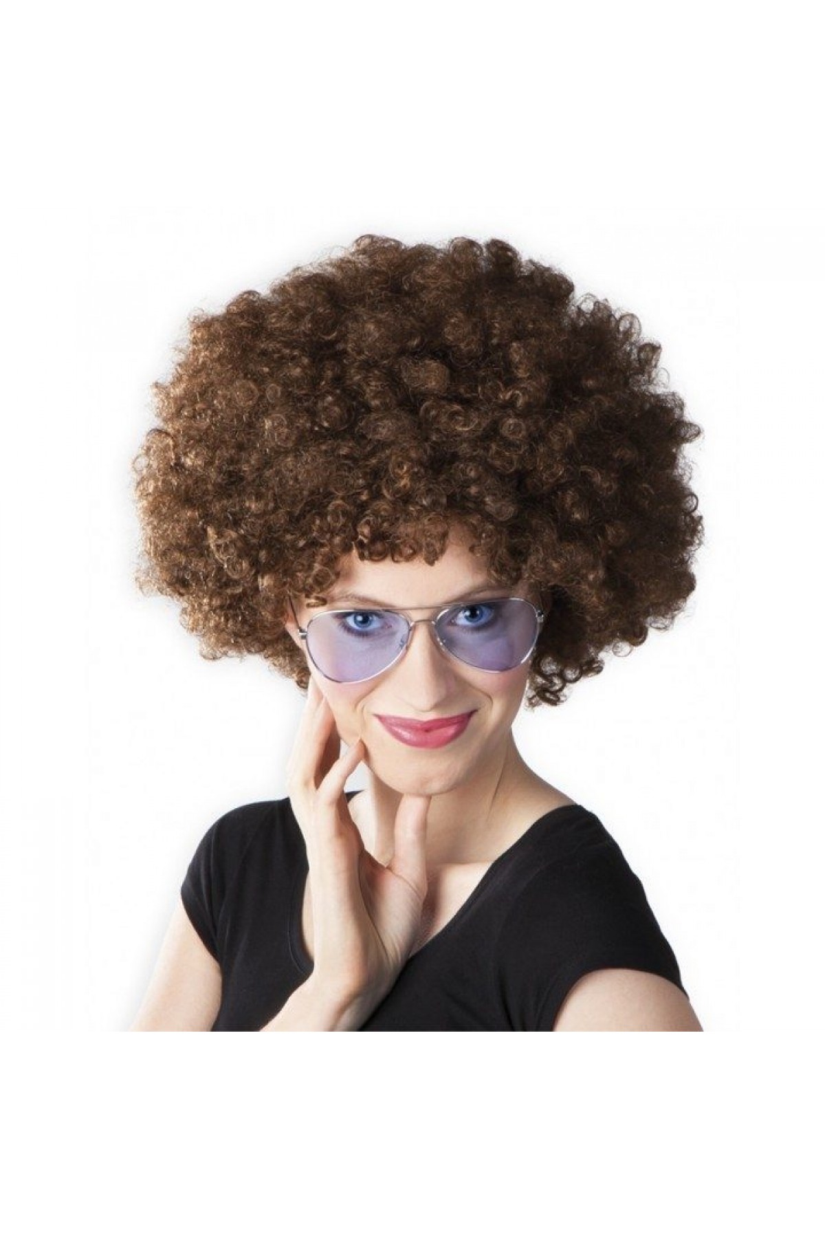 Kahve Renk Kıvırcık Afro Bonus Peruk Kahve Renk Kıvırcık Afro Bonus Peruk (Lisinya)