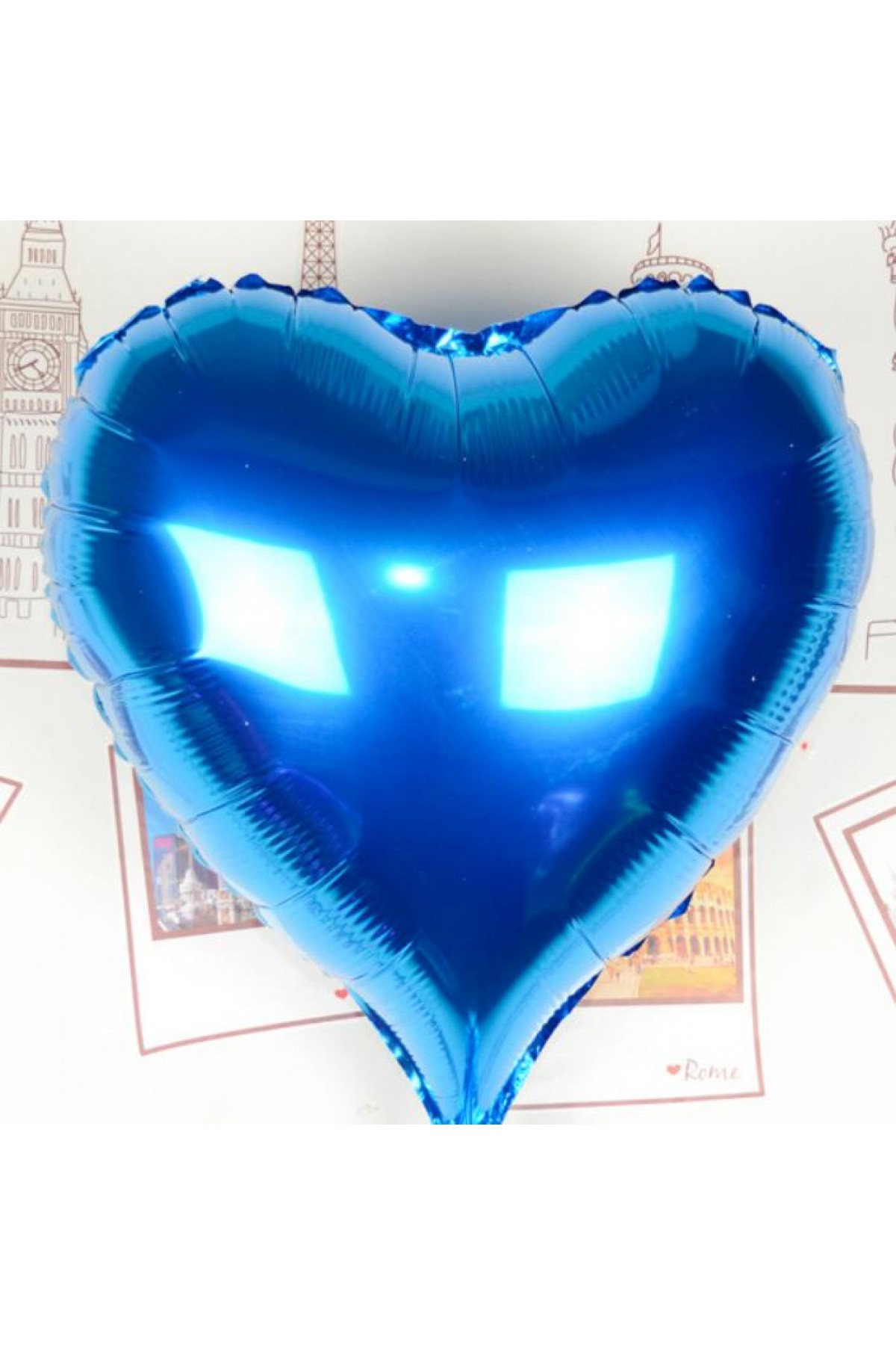 Kalp Uçan Balon Folyo Mavi 80 cm 32 inç (Lisinya)