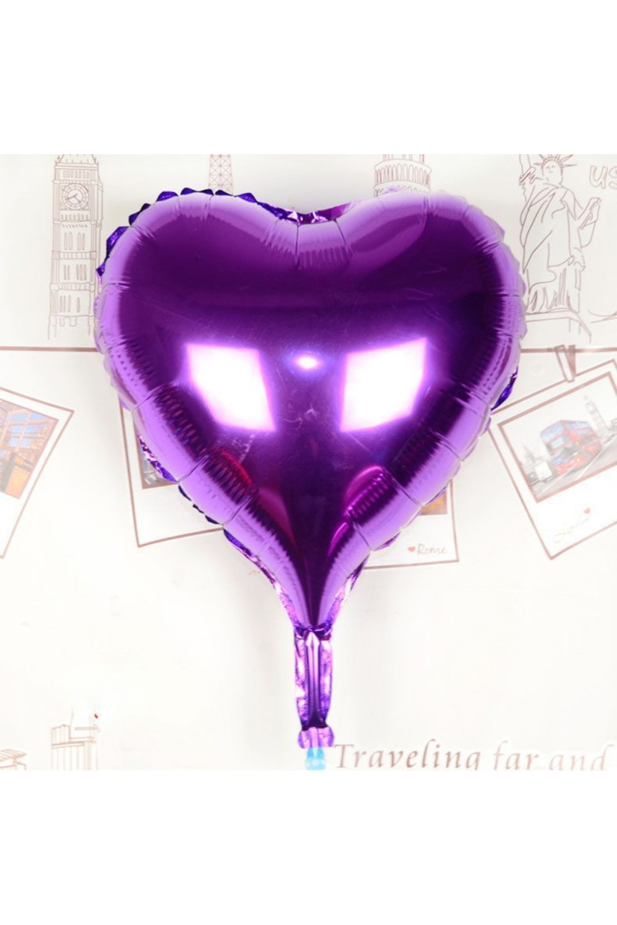 Kalp Uçan Balon Folyo Mor 80 cm 32 inç (Lisinya)