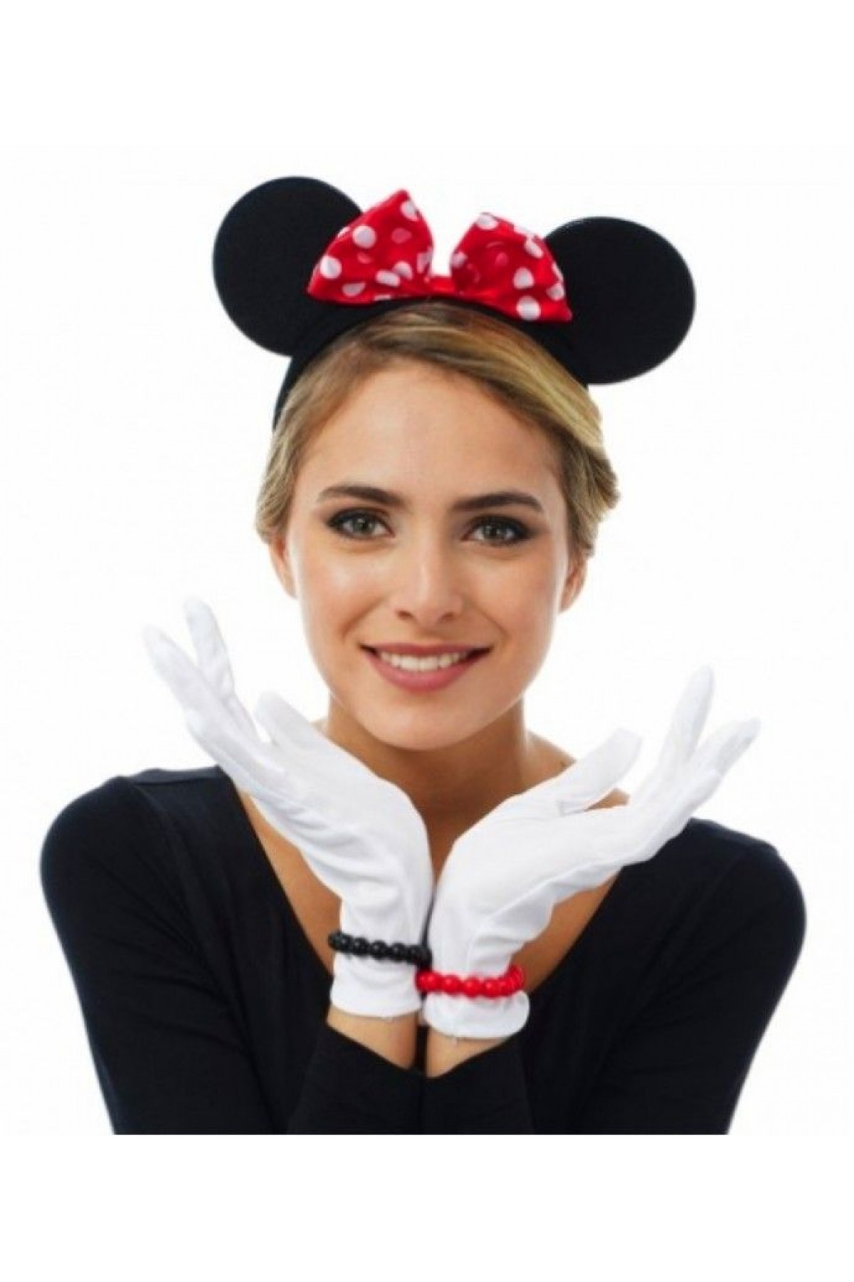 Kırmızı Fiyonklu Minnie Mouse Tacı ve Beyaz Eldiven Seti Kırmızı Fiyonklu Minnie Mouse Tacı ve Beyaz Eldiven Seti (Lisinya)