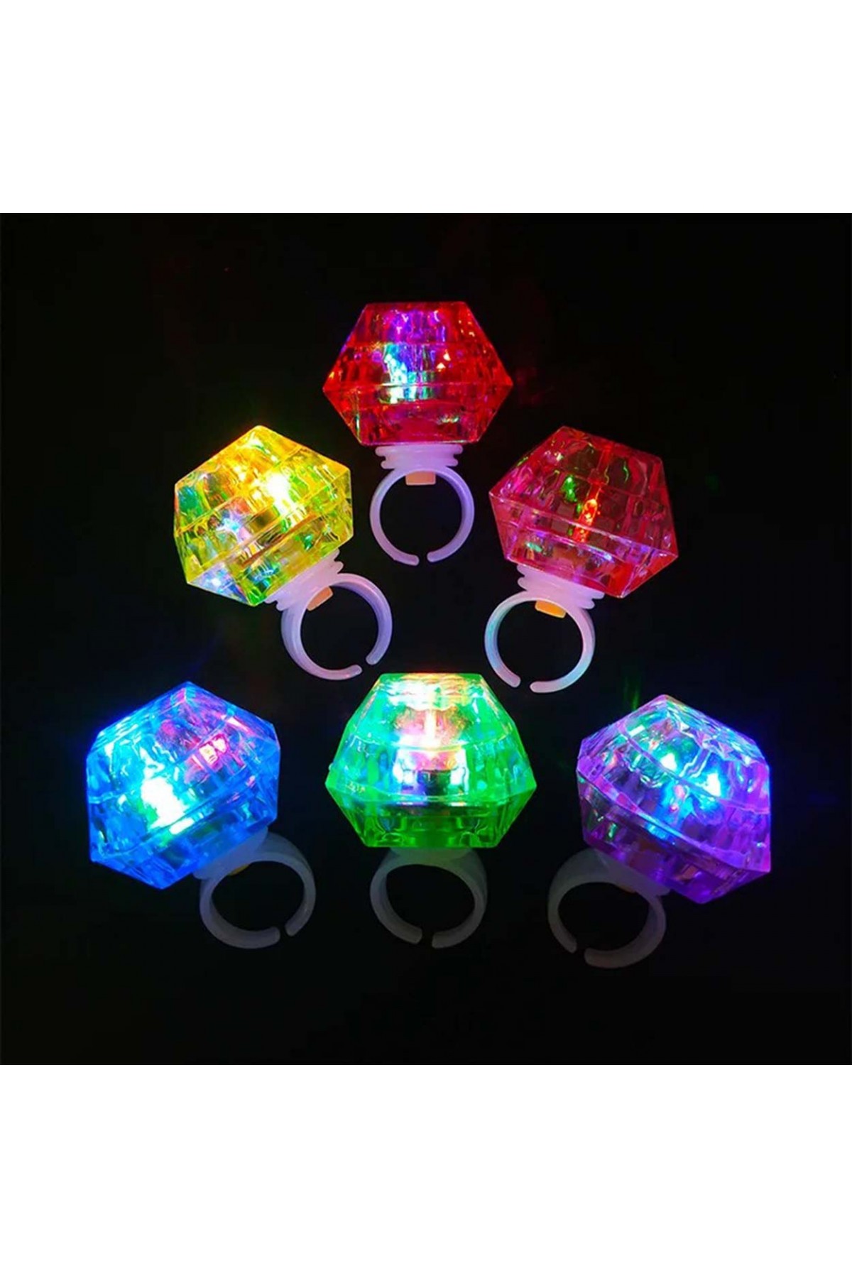 Kristal Tasarımlı Led Glow Işıklı 3 Modlu Kırmızı Yüzük 3.5 x 5 cm Kristal Tasarımlı Led Glow Işıklı 3 Modlu Kırmızı Yüzük 3.5 x 5 cm