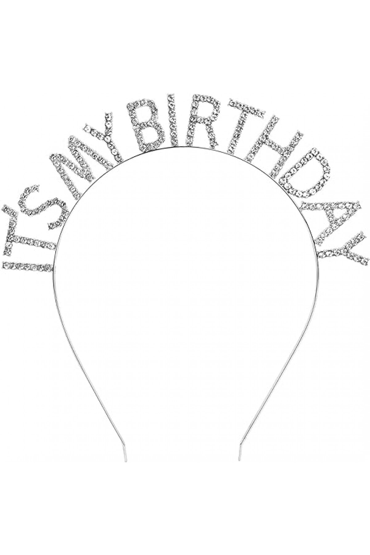 Kristal Taşlı Gümüş Renk İt&#39;s My Birthday Yazılı Doğum Günü Parti Tacı 14x16 cm  (Lisinya)