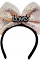Led Işıklı 3 Farklı Fonksiyonda Yanan Gümüş Love Yazılı Toz Pembe Fiyonk Taç 20X17 cm Led Işıklı 3 Farklı Fonksiyonda Yanan Gümüş Love Yazılı Toz Pembe Fiyonk Taç 20X17 cm