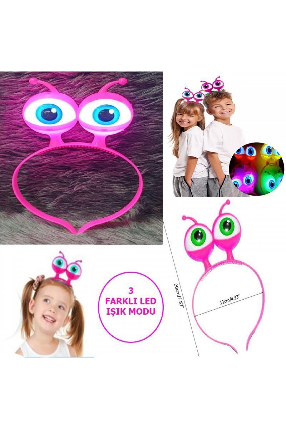 Led Işıklı & Pilli 3 Farklı Modda Yanan Uzaylı Göz Parti Tacı Pembe Renk 18x12 cm Led Işıklı & Pilli 3 Farklı Modda Yanan Uzaylı Göz Parti Tacı Pembe Renk 18x12 cm