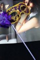 Lüks Taşlı Saplı Maskeli Balo Maskesi Mor Renk 35 cm