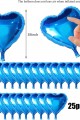 Metalize Parlak Mavi Kalp Şekilli Uçan Balon Folyo 18 inç 45 cm 25 Adet