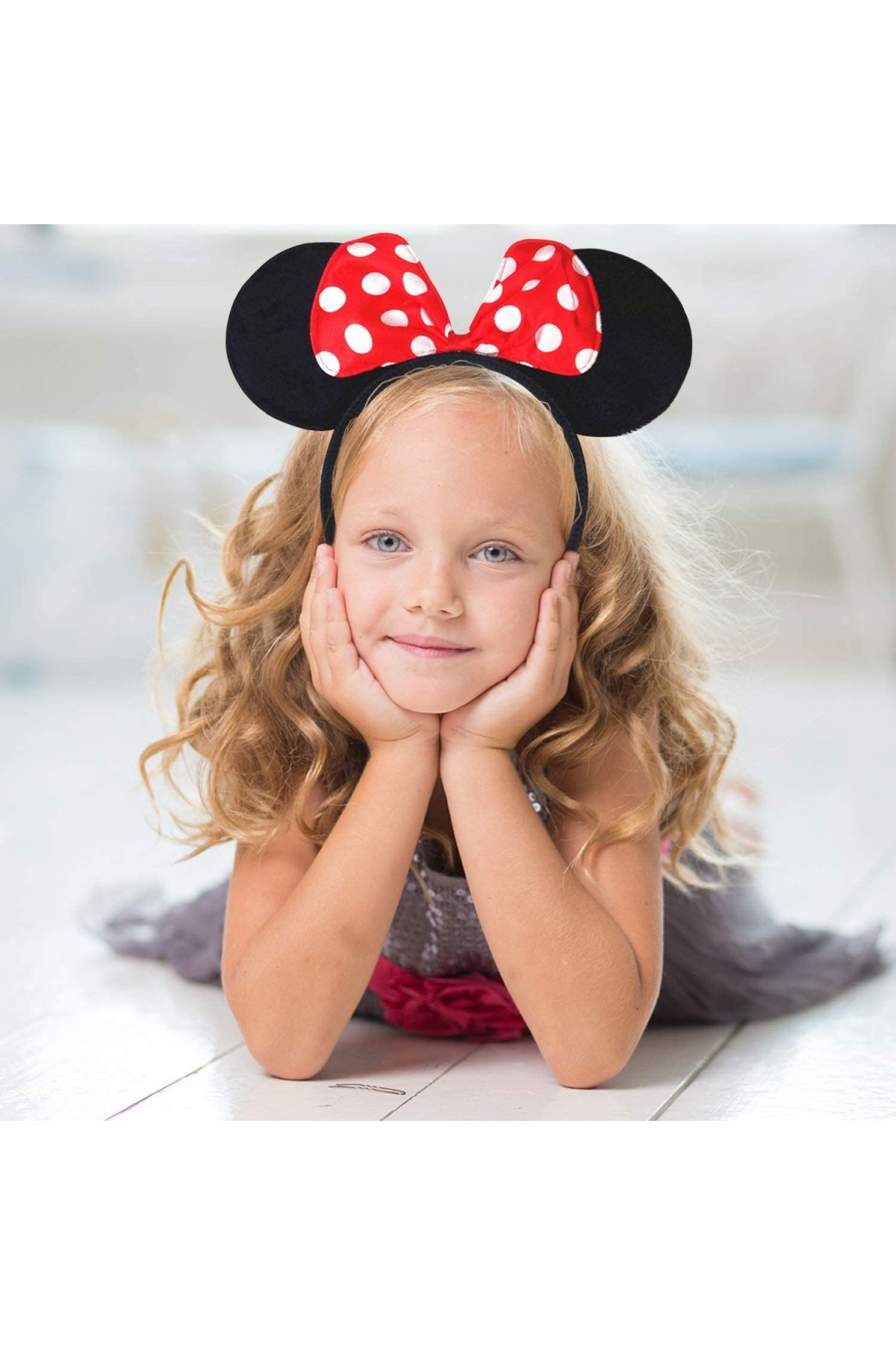 Kırmızı Fiyonklu Minnie Mouse Taç Fare Tacı Kafa Bandı Minnie Mouse Taç Fare Tacı Kafa Bandı (Lisinya)