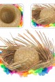 Naturel Renk Püsküllü Örme Hasır Hawaii Luau Aloha Şapka 13x36 cm