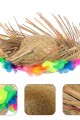 Naturel Renk Püsküllü Örme Hasır Hawaii Luau Aloha Şapka 13x36 cm