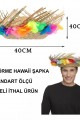 Naturel Renk Püsküllü Örme Hasır Hawaii Luau Aloha Şapka 13x36 cm
