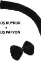 Peluş Siyah Renk Kuyruk ve Papyon Yetişkin Çocuk Uyumlu Peluş Siyah Renk Kuyruk ve Papyon Yetişkin Çocuk Uyumlu
