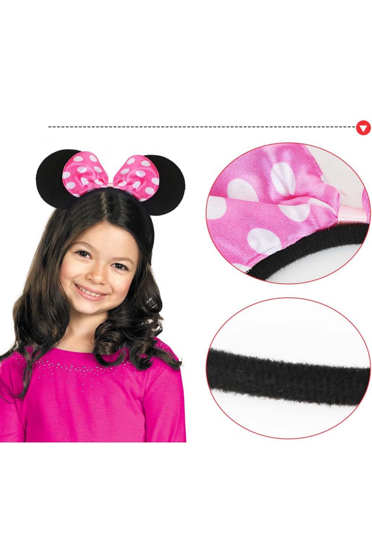Pembe Fiyonklu Minnie Mouse Tacı Mini Kulak Pembe Fiyonklu Minnie Mouse Tacı Mini Kulak