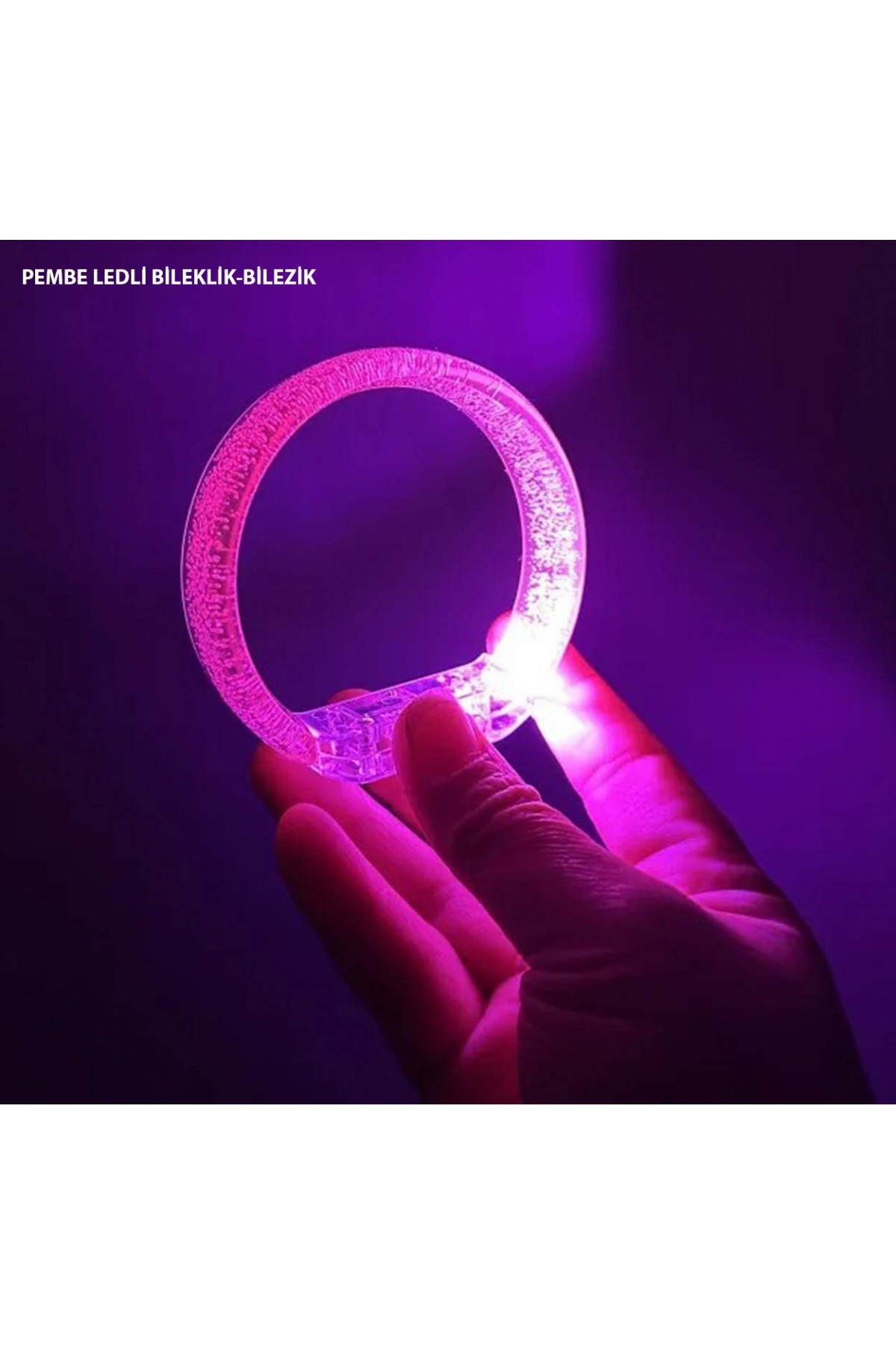 Pembe Led Işıklı Baskı Yapılabilen Pilli Bileklik Bilezik 1,5 cm Genişlik Pembe Led Işıklı Baskı Yapılabilen Pilli Bileklik Bilezik 1,5 cm Genişlik