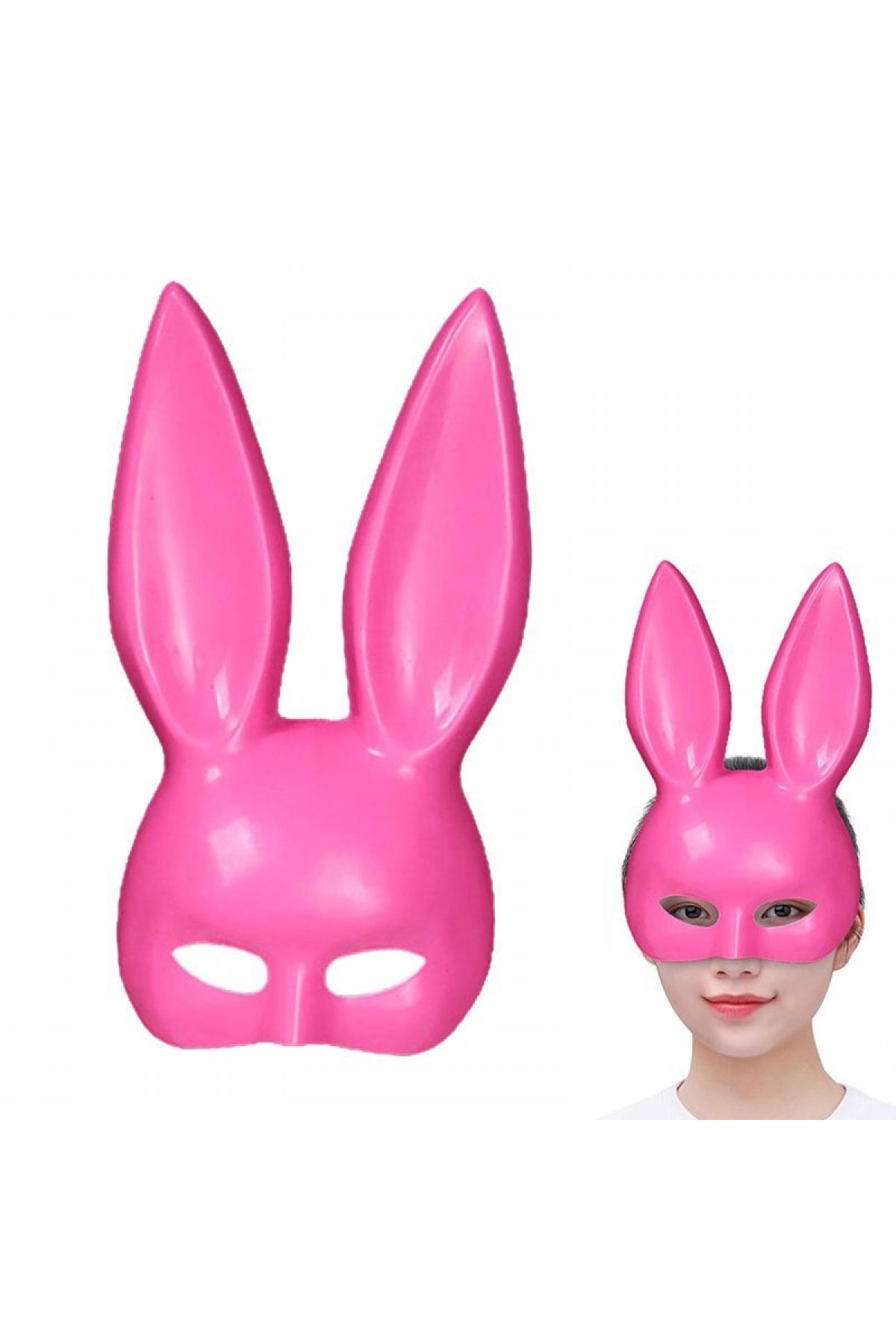 Pembe Renk Ekstra Lüks Uzun Tavşan Maskesi 35x16 cm  (Lisinya)