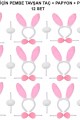 Pembe Tavşan Kostüm Seti – Taç, Papyon, Ponpon (12’li Paket) Pembe Tavşan Kostüm Seti – Taç, Papyon, Ponpon (12’li Paket)