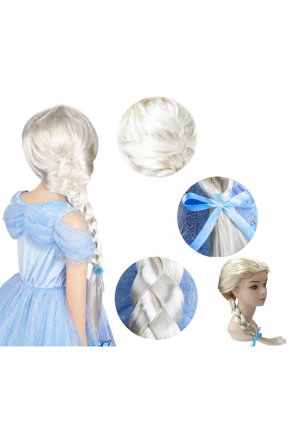 Platin Altın Dore Renk Karlar Ülkesi Elsa Frozen Peruğu Çocuk Boy Platin Altın Dore Renk Karlar Ülkesi Elsa Frozen Peruğu Çocuk Boy