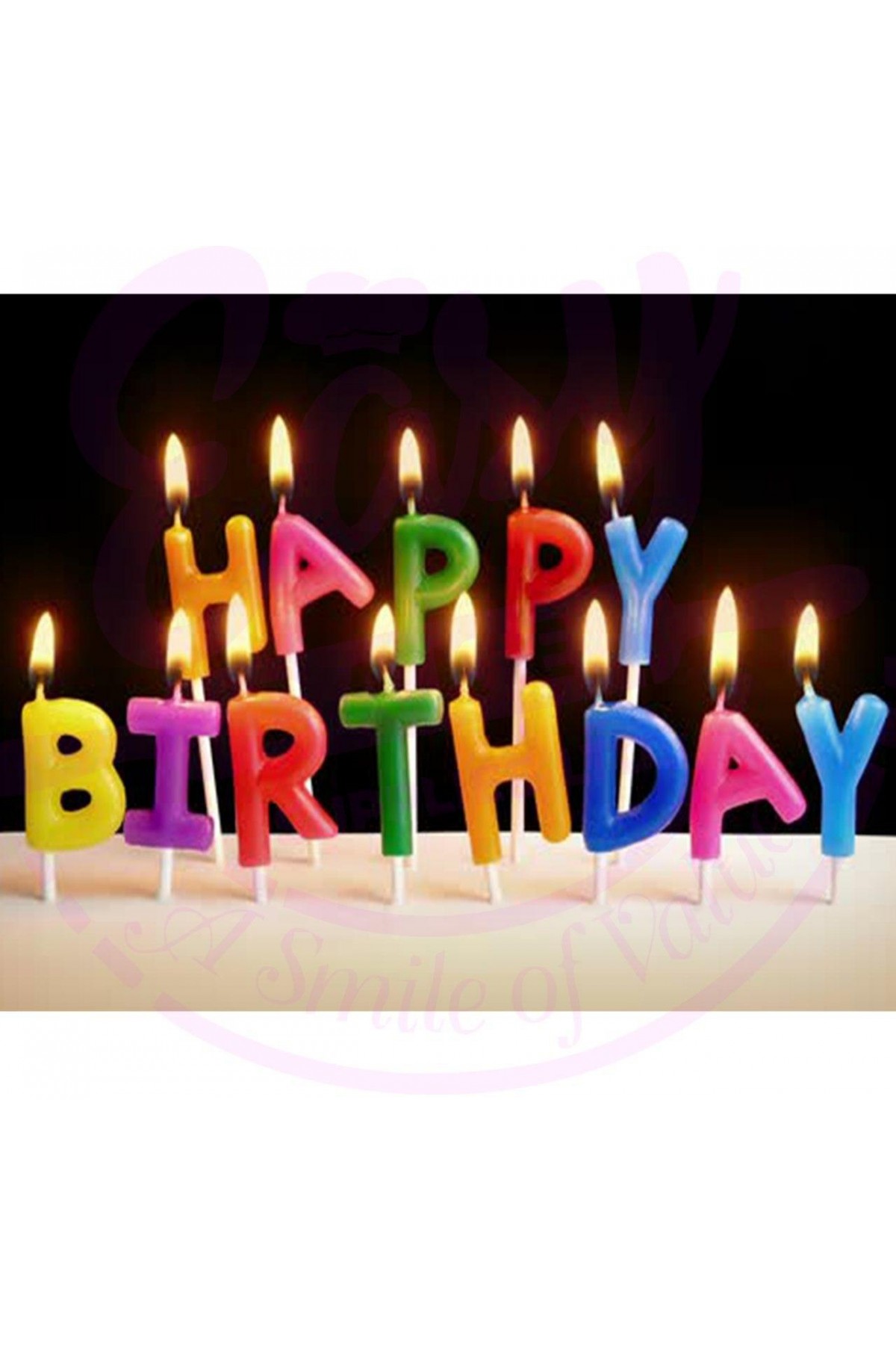 Rengarenk Happy Birthday Yazılabilen Doğum Günü Mumu (Lisinya)