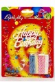 Rengarenk Mumlu Beyaz Happy Birthday Yazılı Doğum Günü Mumu 12 Adet (Lisinya)