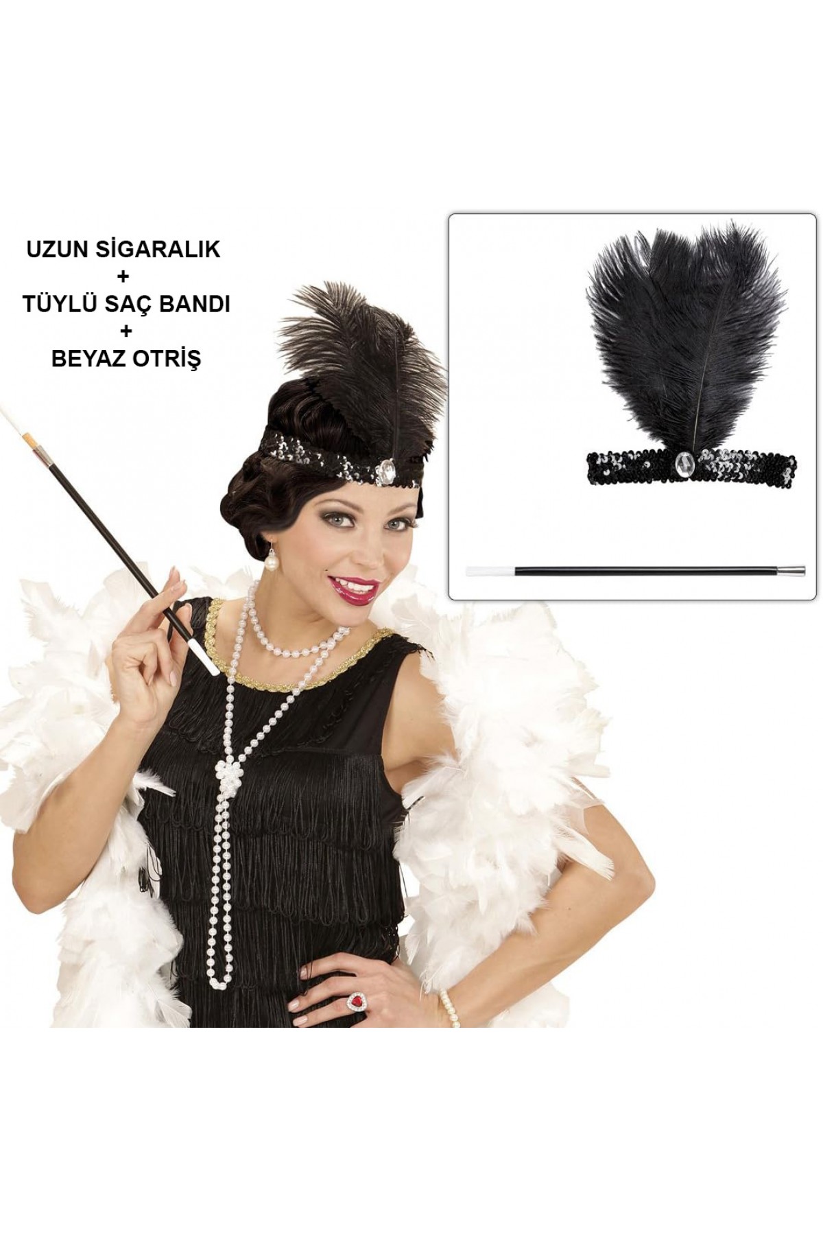 Retro Charliston Otrişli Aksesuar Seti – 20'ler 90'lar Gatsby Kostüm Seti Retro Charliston Otrişli Aksesuar Seti – 20'ler 90'lar Gatsby Kostüm Seti