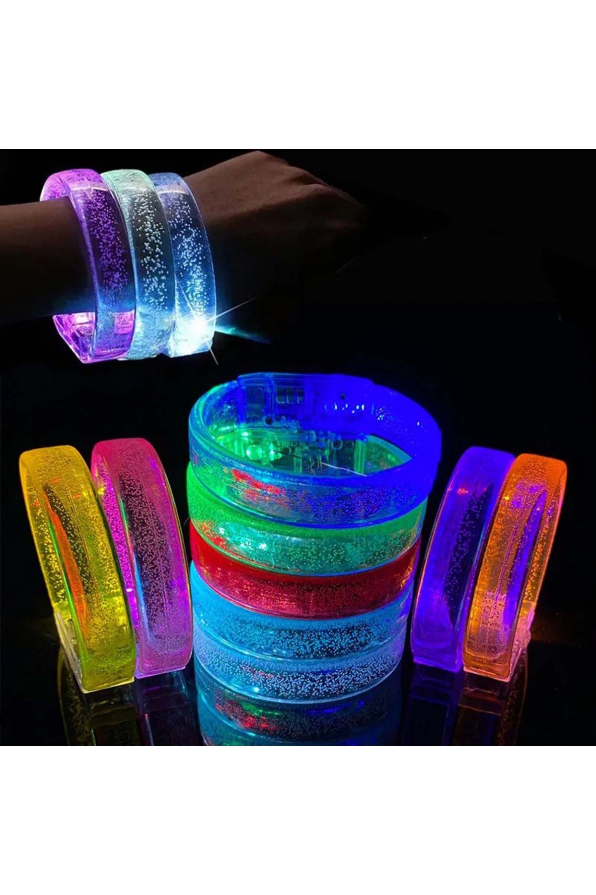 Sarı Led Işıklı Baskı Yapılabilen Pilli Bileklik Bilezik 1,5 cm Genişlik Sarı Led Işıklı Baskı Yapılabilen Pilli Bileklik Bilezik 1,5 cm Genişlik