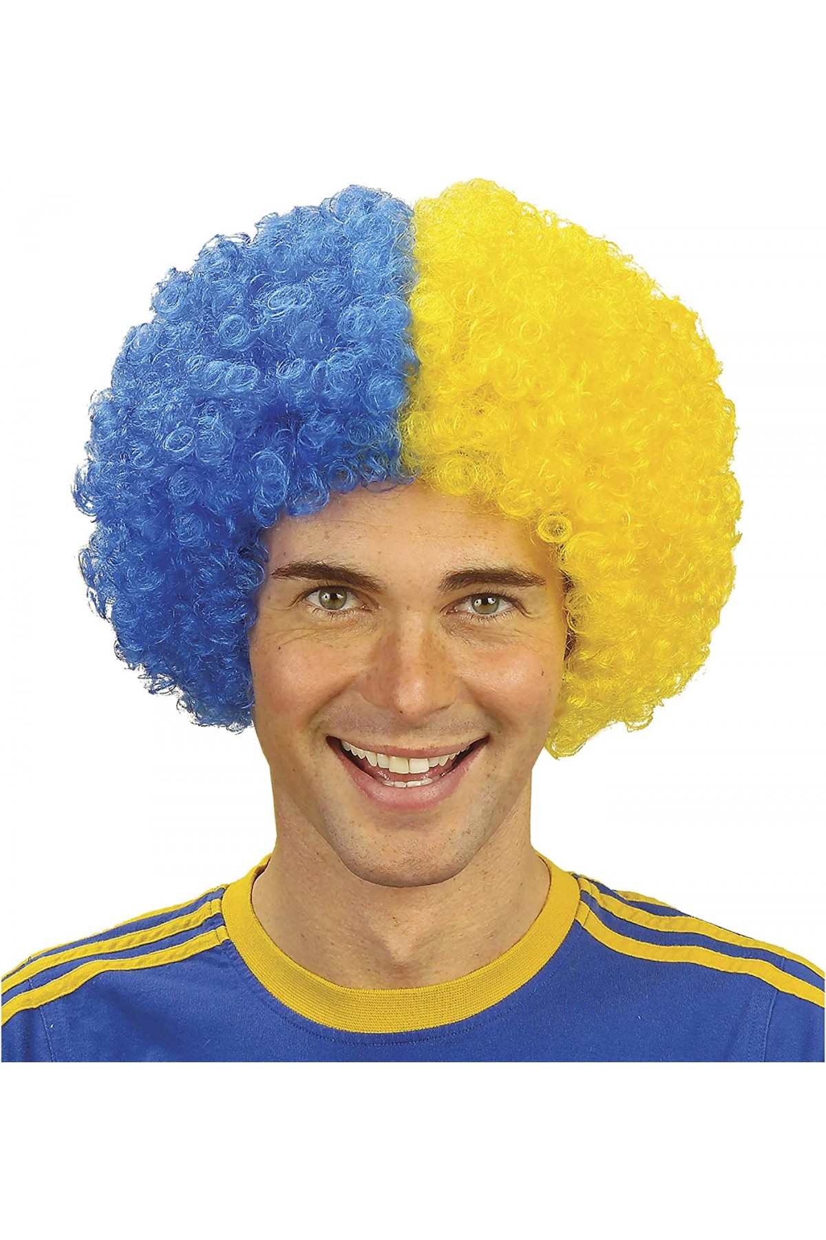 Sarı Mavi Kıvırcık Afro Bonus Peruk Fenerbahçe Bonus Peruk 120 gr Sarı Mavi Kıvırcık Afro Bonus Peruk Fenerbahçe Bonus Peruk 120 gr