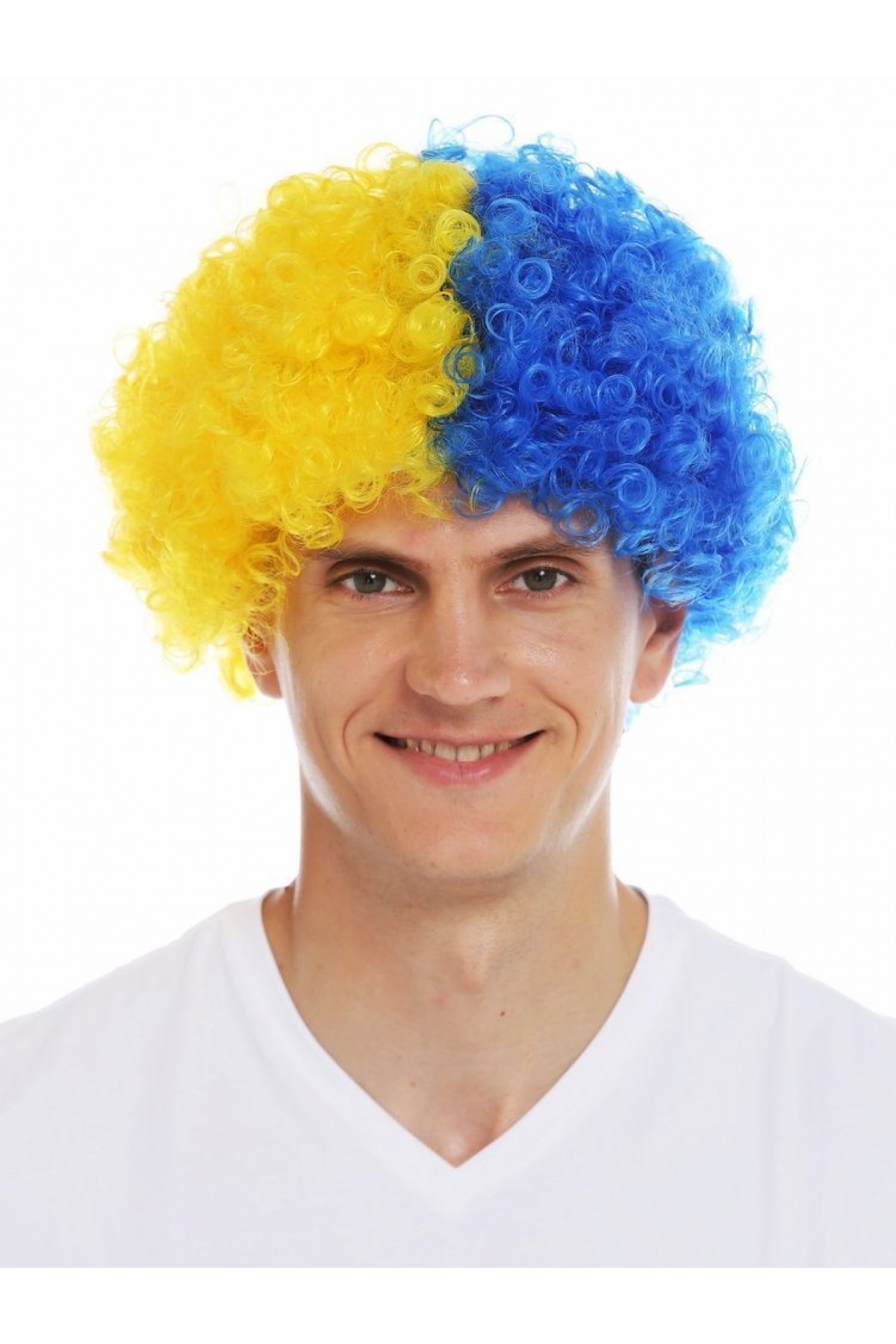 Sarı Mavi Kıvırcık Afro Bonus Peruk Fenerbahçe Bonus Peruk 120 gr Sarı Mavi Kıvırcık Afro Bonus Peruk Fenerbahçe Bonus Peruk 120 gr
