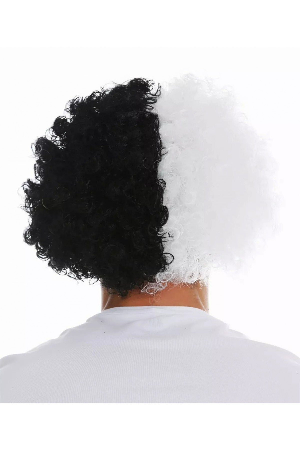 Siyah Beyaz Kıvırcık Afro Bonus Peruk Taraftar Bonus Saç Siyah Beyaz Kıvırcık Afro Bonus Peruk Taraftar Bonus Saç