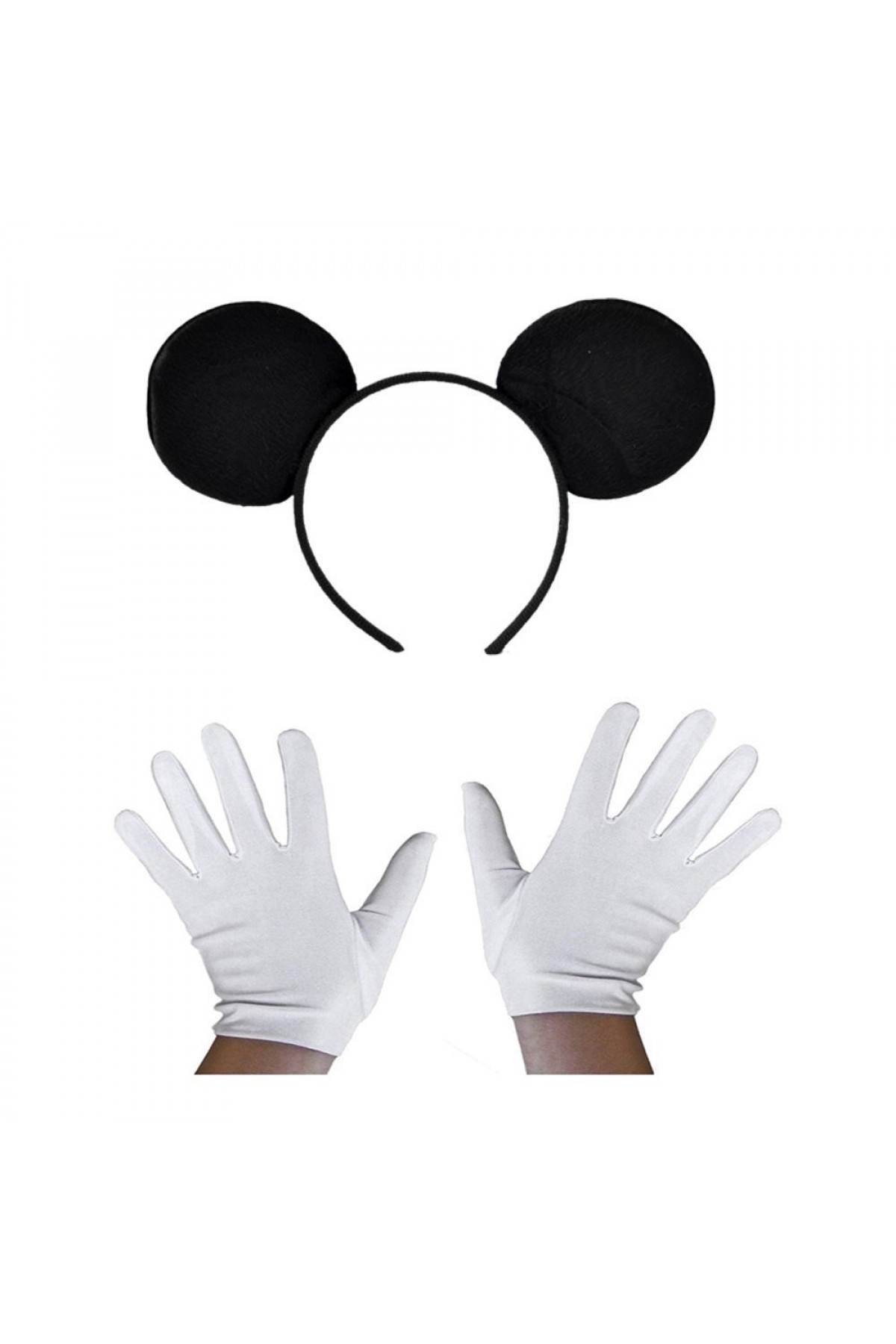 Siyaickey Mouse Tacı ve Beyaz Eldiven Seti Siyah Mickey Mouse Tacı ve Beyaz Eldiven Seti (Lisinya)